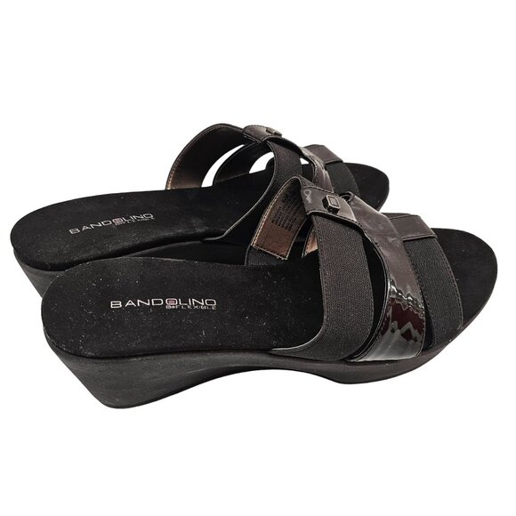 Bandolino B-Flexible Women's Black Wedge Sandals Size 9.5M Synthetic Upper & Sol - Picture 3 of 10